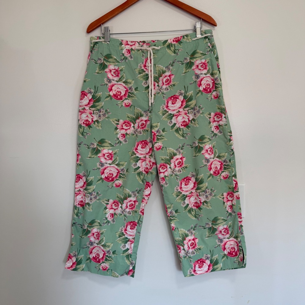 Lauren Ralph Lauren Floral Crop Pants Womens 14 Floral 100% Cotton Cottagecore